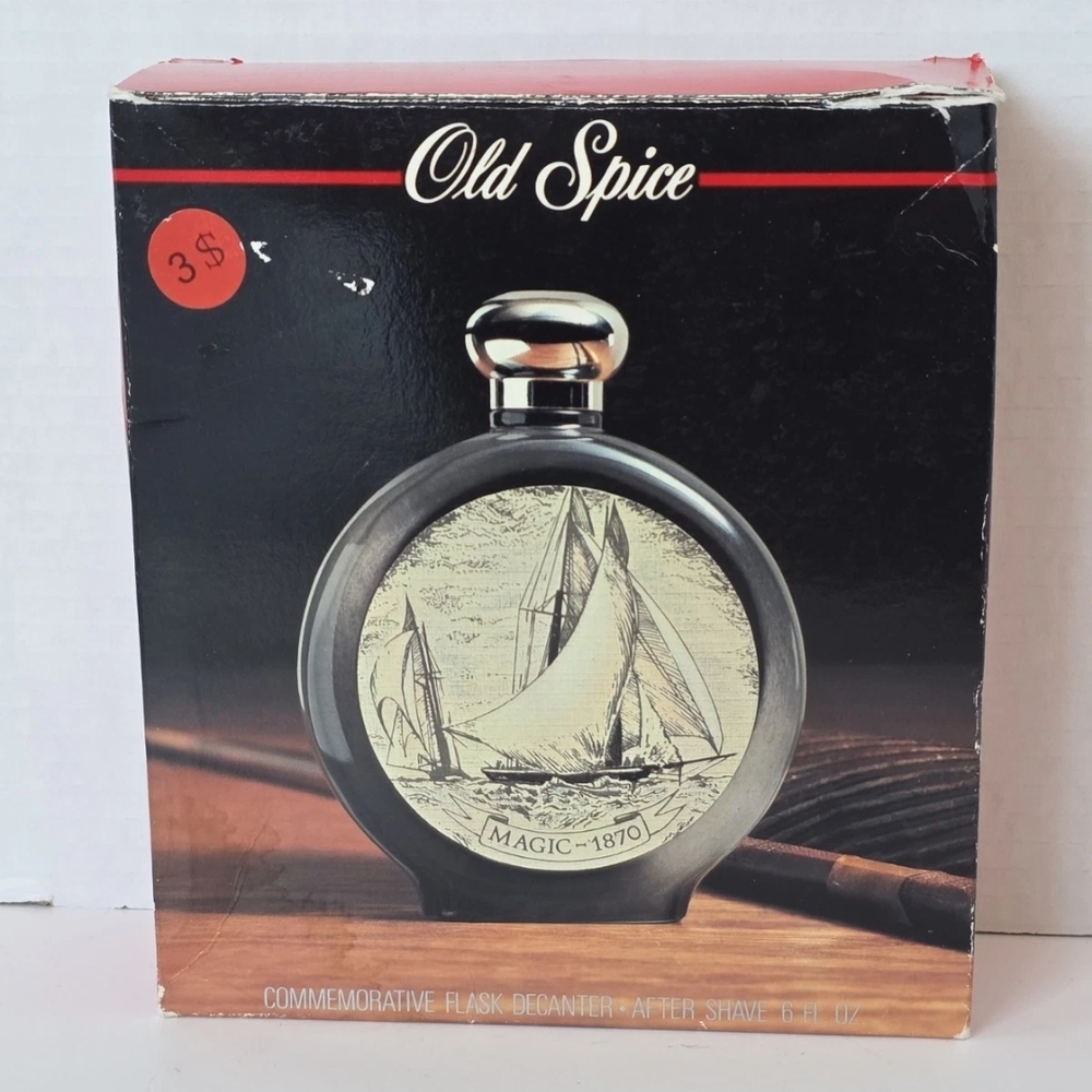 Old Spice After Shave Commemorative Empty Flask Decanter Magic 1870 6oz